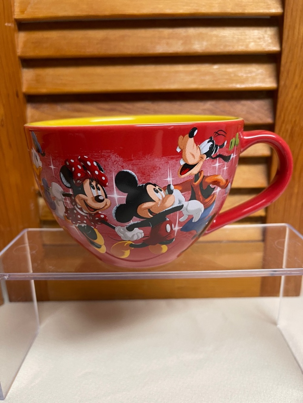Disney Red Ceramic Mug with Yellow Interior and Mickey & Friends Artwork